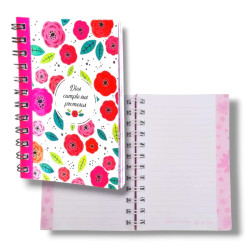 Cuaderno Chico Tipo Diario -dios Cumple Sus Promesas.- Flores. Para Adolescentes.sf B 7002
