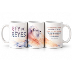 Taza Ceramica. Rey De Reyes. Apocalipsis 17:14. Gris
