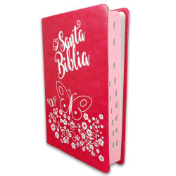 Biblia Reina Valera 1960 · Letra Grande · Concordancia Corta · Tapa Sintética Rosa Con Índice